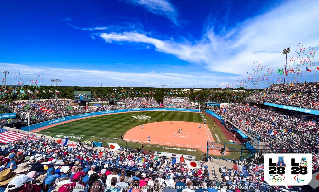 Softball field depicting potential Olympic Games hosted at Softball Park of OKC